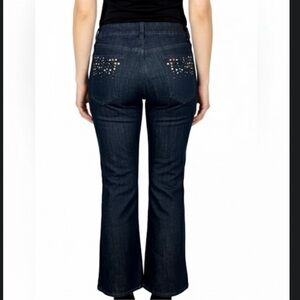 Chicos Cropped Festival Ready Blue denim jeans with rhinestones